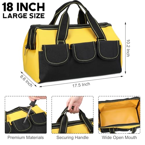 Sanwuta 3 Pack 18 Inch Tool Bags, Classic, Blue, Red, Yellow - color: Blue, Red, Yellow, size: 18 Inch, style: Classic