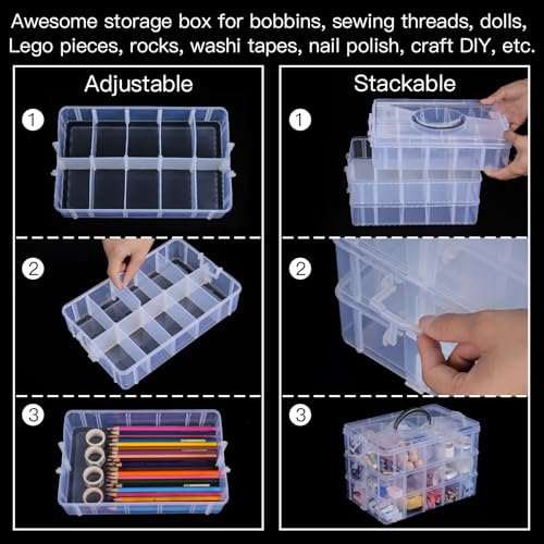 Bead Organizer 7 Tier 70 grid Stackable Craft Tackle Storage Container - size: 7-Tier