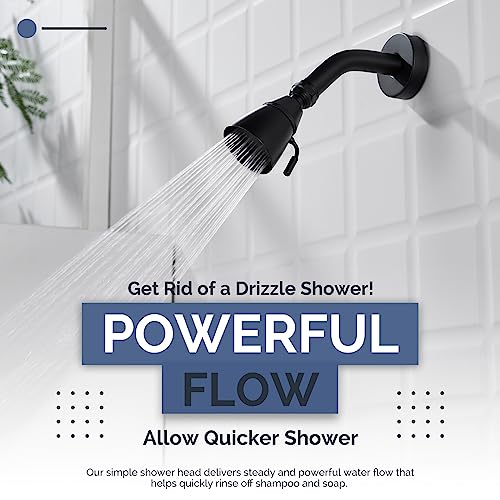 Angle Simple High Flow Shower Spray Head Adjustable, G 1/2, Matte Black - color: Matte Black