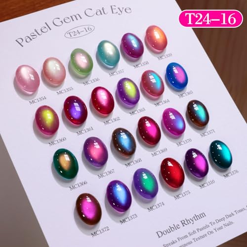 Double Rhythm 28Pcs 0.5Oz Cat Eye Gel Nail Polish Set Same Color Same Bottle Gel Polish Kit Nail Art Manicure Salon DIY at Home for Women (T24-16) - color: Ethereal Aurora