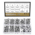212 Pieces #8-32 x 1/4", 5/16", 3/8", 1/2", 5/8", 3/4", 1", 1-1/4", Button Head Socket Cap Screws Nuts Washers Assortment Kit, 304 Stainless Steel, Fully Machine Thread - size: #8-32, style: Button Head