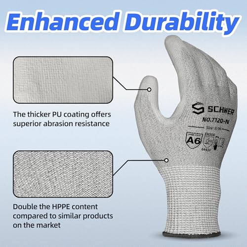 Schwer 3 Pairs A6/A7 (Send Randomly) Cut Resistant Work Gloves, CR7120, L - size: Large