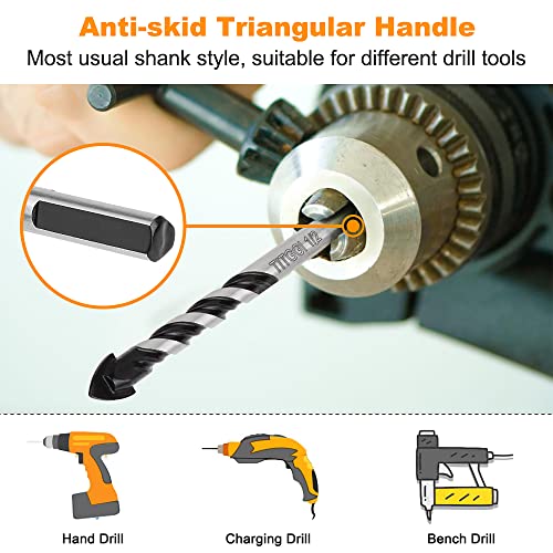 10-Piece Extended Masonry & Concrete Drill Bit Set, Carbide Tips, 1/8"-1/2" - size: 10 pcs 1/8"-1/2" Masonry Drill Bits Set