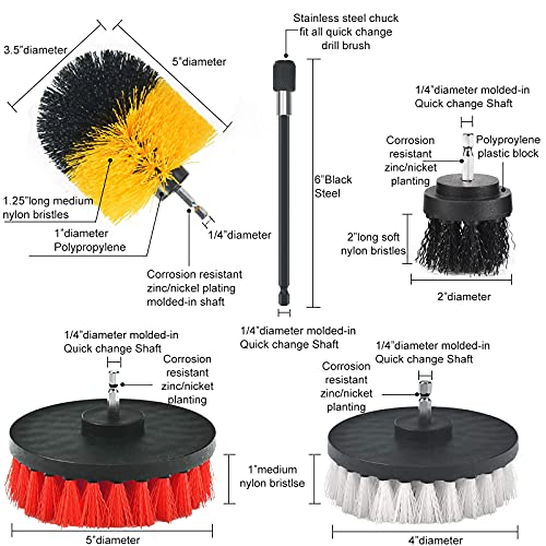 45 Piece Drill Brush Attachment Set, All Purpose Power Clean Scrubber Brush, Scrub Pads & Sponge with Extend Long Attachment for Bathroom, Kitchen,Grout,Tub,Tile,Corners, Auto