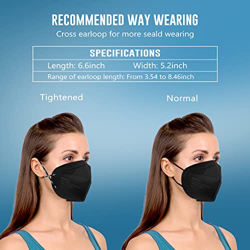 WWDOLL KN95 Face Mask 25 Pack, 5-Layers Breathable Disposable KN95 Masks - color: Black