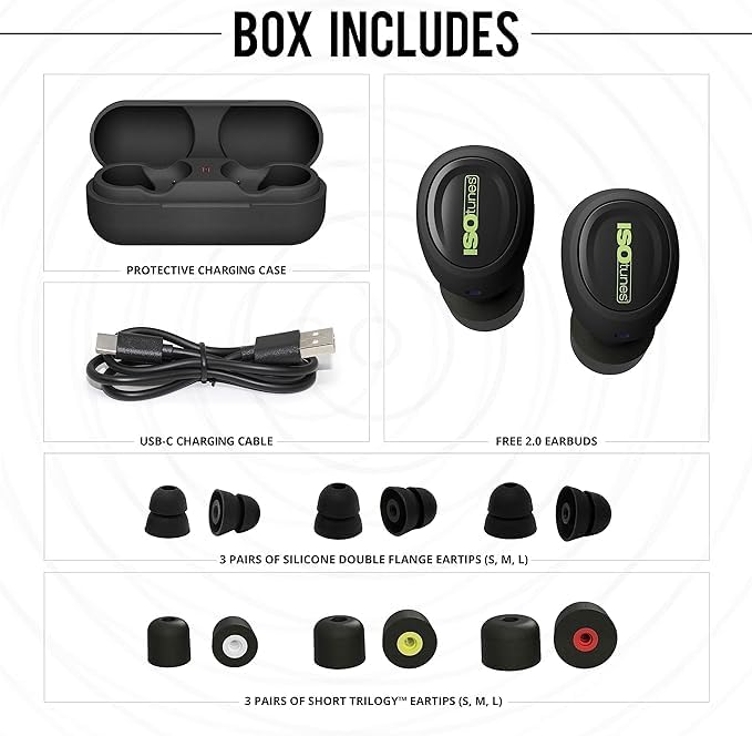 ISOtunes Free 2.0 Bluetooth Hearing Protection, OSHA Compliant Work Earbuds - color: Matte Black
