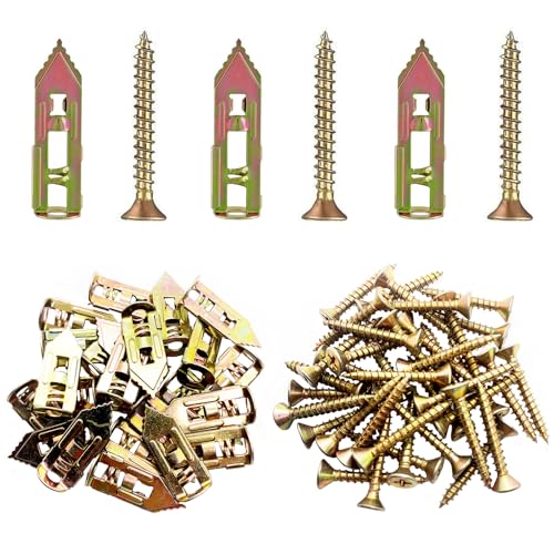 Maozaa 80Pcs Self Drilling Drywall Anchors with Screws Kit, 0.47x1.57 Inch Heavy Duty Grip Sheetrock Anchors for Wall, Zinc Plated Metal Expansion Anchor No Drill or Holes in Wall - size: 80PCS 0.47x1.57 inch