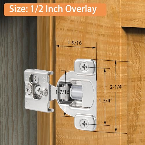 Soft Close Cabinet Hinges for Kitchen, 1/2” Overlay, 4 Pack - size: 1/2 Inch Overlay