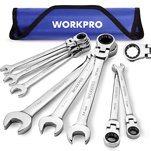 WORKPRO 8-piece Ratcheting Combination Wrench Set, Metric & Polished - size: Metric, style: Mirror Polished