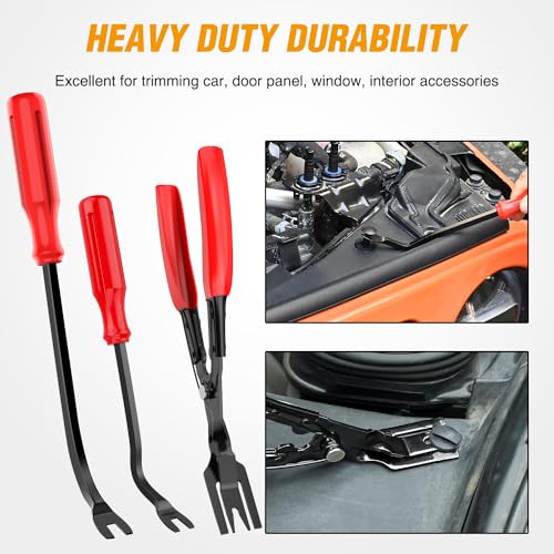GOOACC 330Pcs Trim Removal Tool, Auto Push Pin Bumper Retainer Clip Set Fastener Terminal Remover Tool Adhesive Cable Clips Pry Kit Car Panel Radio Removal Auto Clip Pliers, Red - color: 330Pcs Clips Removal Kit Red