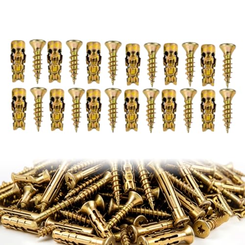50 Pack 6×14mm Short Expansion Screw Set, Cabinet Hinge Repair Stripped Thread Restoration, Suitable for Tile Stone Wood and More