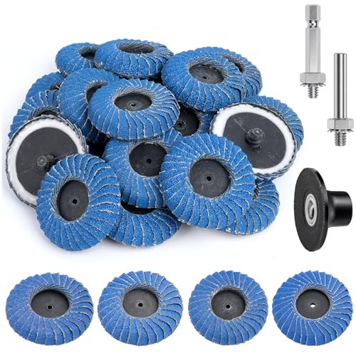 20 PCS Mixed Curved Flap Disc 2 Inch Quick Change Sanding Discs with 1/4" Holder, 40 60 80 120Grit Zirconia Flat Grinding Disc for Metal Wood Surface Finish Weld Rust Removal