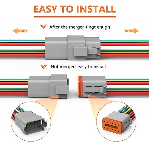 Deutsch DT 12 Pin Connector 1 Set - 12 Way DT Automotive Waterproof Male Female Plug Wiring Harness for Car, Truck, Boats, LED Work Light, 16 AWG. (1 Set 12 Pin, Grey) - size: 12-pin