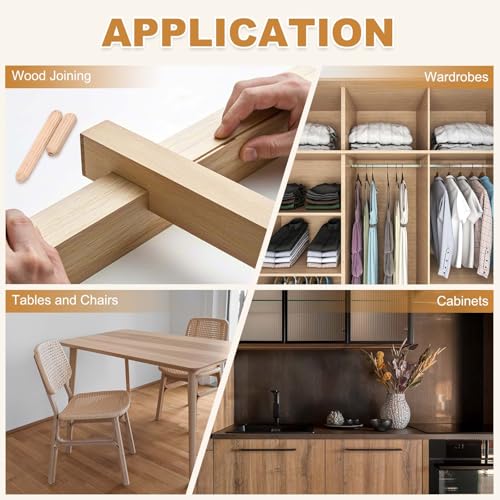 PATIKIL 95 Pcs Wood Dowel Pins 3/16" x 1 1/2" Fluted Wooden Dowels Hardwood Pegs for Woodworking Furniture DIY Crafts Projects Door Art - size: 3/16" x 1 1/2"