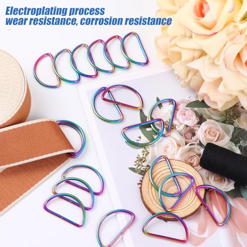 PECMER Rainbow 1.5 Inch D-ring Welded -20 PCS D Rings Buckle for Sewing Dog Collar Making Supplies/Bag Hardware/Webbing Straps Belt Ring - color: Rainbow D-ring-20 Pcs-1.5 Inch