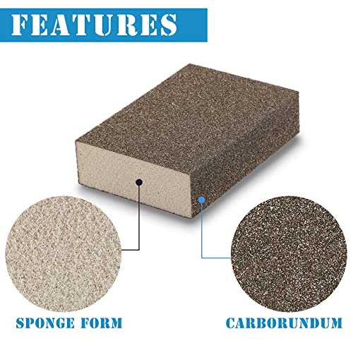 8Pcs 60 Grit Sanding Blocks, Jamiikury Coarse Sanding Sponge Washable and Reusable, Wet Dry Sandpaper Sponge for Wood Metal FurniturePaint and Drywall - size: 60 Grits