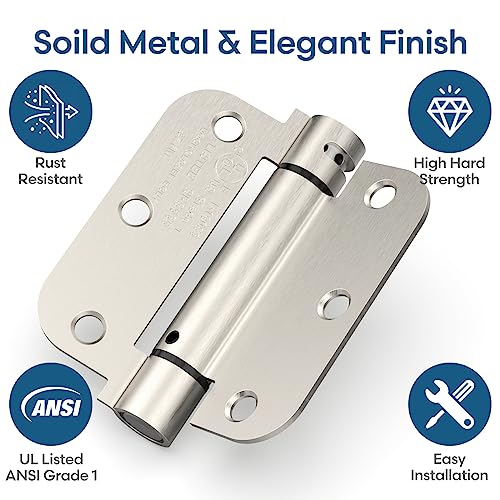 2 Pack 3.5 Inch Self Closing Door Hinges, Satin Nickel - color: Satin Nickel, size: 3.5" (2 Pack)