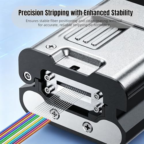 Fiber Optic Thermal Stripper, 1-48 Core Multi-Fiber Ribbon Stripping Tool with 8-Level Temp Control & Dual Heating Mode, Professional Fiber Coating Remover for Bare & Bundle Fiber.