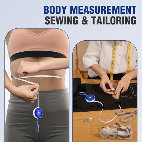 WORKPRO 3-Pack Soft Tape Measure, 60-Inch (150cm) Retractable Measuring Tape for Body Measurements, Sewing, Tailoring, Fabric, Cloth, Knitting and Crafts, Dual-Sided Scales with Carabiner Clip, Blue - color: Blue
