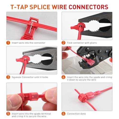 Nilight 120PCS/60 Pairs Red T-Tap Quick Splice Disconnect Wire Terminals - size: 120Pcs 22-16AWG