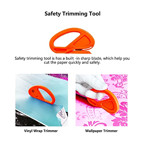 10 Pcs Wallpaper Smoothing Tool Kit- Red Squeegee, Blue Felt Edge Squeegee,Craft Knife, Blades Replacement for Wallpaper Contact Paper Application, Home Decor, Window Tint, Car Wrap Film, Craft Vinyl