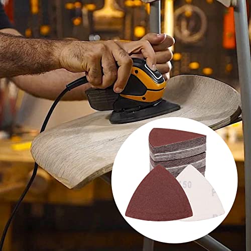120 Pcs Triangle Sanding Pads, 150 Grits Detail Sander Sandpaper Hook and Loop Sanding Sheet,3-1/8"(80mm) Triangular Sandpaper for 3-1/8" Oscillating Multi Tool, No Holes - size: 150 Grit, style: No Hole