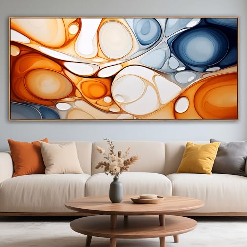 KLAKLA Orange Wall Art 86x39 Inches - Abstract Huge Canvas Picture Wall Decor Living Room Oversized Artwork for Walls Bedroom Office Decoration Modern Frame Wall Art - color: Colorful + Orange Frame, size: 86"L x 39"W