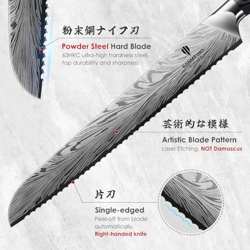 10 inch Bread Knife in Powder Steel, Serrated Bread Knife - size: 10"