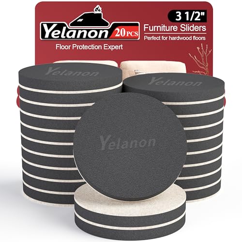Yelanon Felt Furniture Sliders 20 Pcs 3.5" Round for Hardwood & Tile - size: 20pcs 3.5"