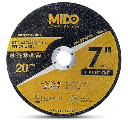 20 Pack Cut Off Wheels 7 Inch Cutting Wheel 7”x1/16”x7/8” Metal&Stainless Steel Cutting Disc Fit for Angle Grinder - style: 20PCS 7Inch Cut Off Wheels