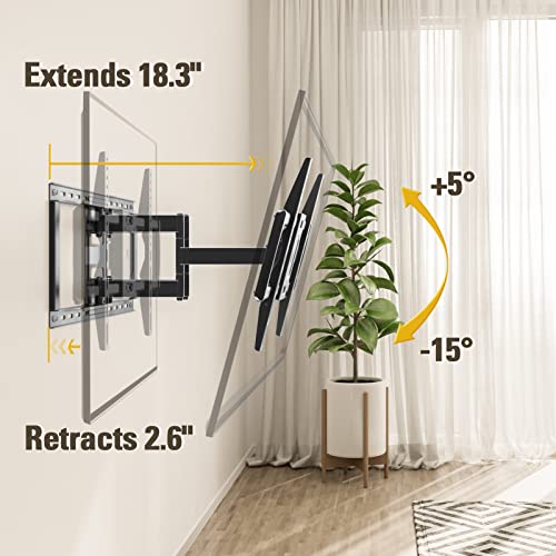 Mounting Dream Full Motion TV Wall Mount for Most 42-90 Inch TV Heavy Duty - size: For 42" to 90" TVs, 24" Studs