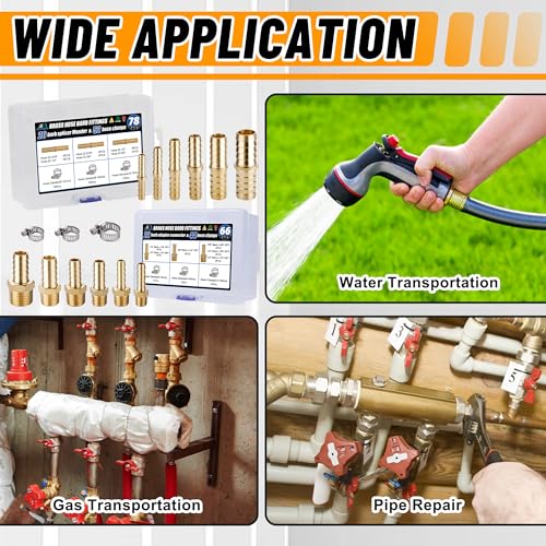 48PCS Brass Hose Barb Fittings with Clamp,Splicer Mender & Adapter - size: 48pcs barb splicer & barb adapter