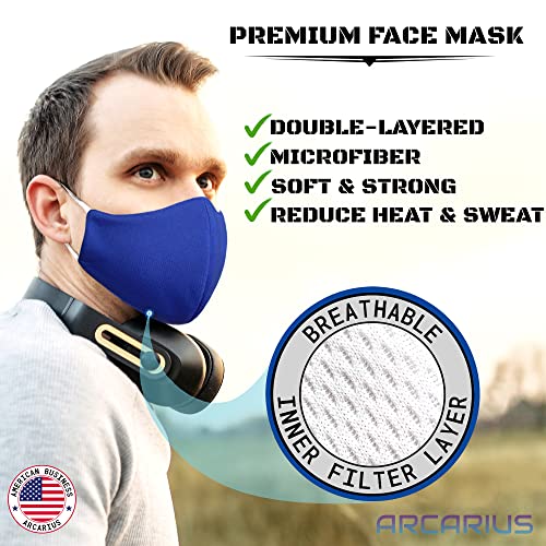Arcarius Breathable Sports Face Mask – Moisture Wicking Gym & Travel Fit (3-Pack) - color: Royal Blue