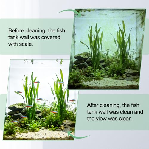hygger Magnetic Aquarium Fish Tank Glass Cleaner,Detachable Dual-Blades Brush Tool with Floating Scrubber, Double Side Magnetic Scraper for 0.4-0.8 Inch Thick Glass Aquariums Tank (L) - size: L