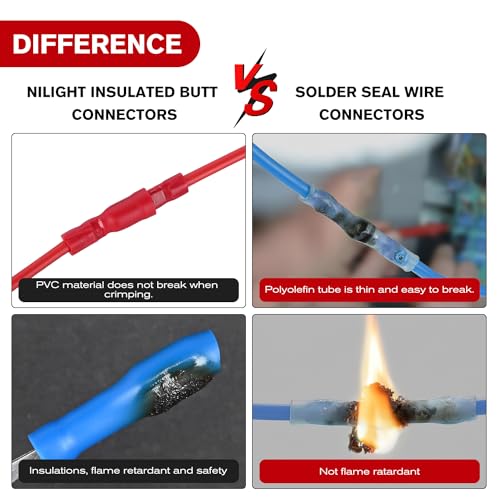 Nilight 200PCS Bullet Terminals Wire Connectors AWG 22-14 - color: 200PCS Bullet Terminals
