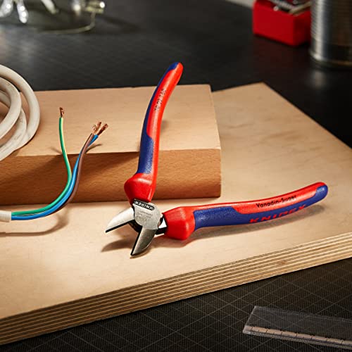 KNIPEX 70 02 160 Comfort Grip Diagonal Cutters - color: Multi-component Grips, Blue/Red, style: atramentized