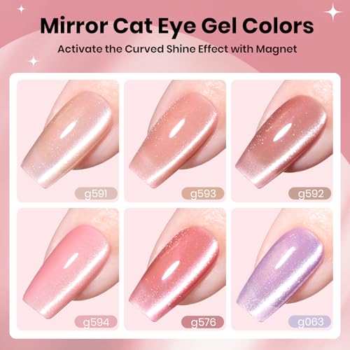 Beetles Soft Beam Cat Eye Gel Nail Polish Set, 6 Colors Glitter Gel Polish - color: A - Cat Eye | Soft Beam