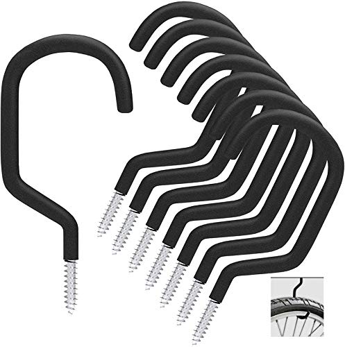 Sinoer 8 Pack Black Wall & Ceiling Mount Garage Bike Storage Hooks
