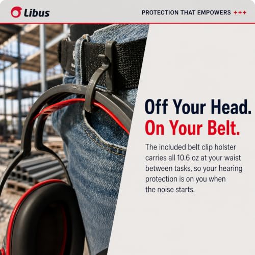Industrial Ear Protection NRR 29 dB, L-360 Ear Muffs for Noise Reduction, Hearing Protection for Gun Range, Construction, Mowing, Adjustable Headband, Washable Cushions, ANSI and EN 352-1 Certified
