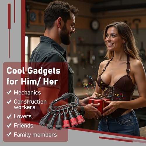 Enhanced Non-Slip Bit Holder 6pcs, 1/4 Drill Bit Holder, Bit Holder Key Chain, Impact Bit Holders for Impact Driver Drill Bit Extension Screwdriver & Drill Bits, w/Black Carabiner Gadget Gift for Men - color: Red&black