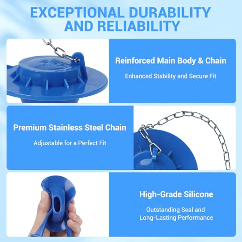 Universal Toilet Flapper Replacement 2 Inch - Compatible with Most American Standard Kohler Fluidmaster Toto Gerber Toilets Tank Water Saving Rubber Flush Valve Flapper with Stainless Chain Blue 1Pack - style: 2 inch-1 Pack