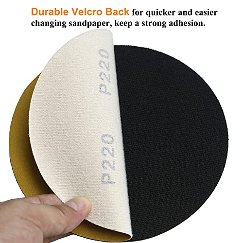 6-Inch No-Hole Hook and Loop Gold Sanding Discs 220-Grit, 100-Pack - size: 220 Grit