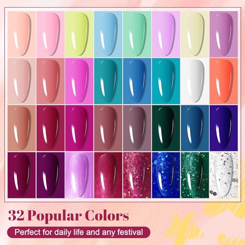 JODSONE 36 PCS Gel Nail Polish Starter Kit U V Light and Dark Series Gel Nail Set No Wipe Base Matte and Glossy Top Coat All Kinds of Manicure Tools - color: KIT-11