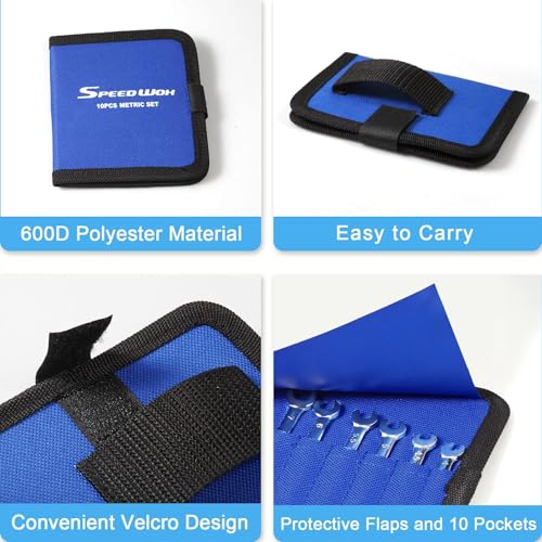 SPEEDWOX 10 Pockets Wrench Tool Storage Bag for Small Size Wrench - size: Metric Pouch