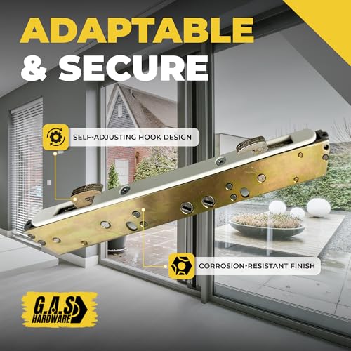 10" Sliding Patio Glass Door Two Point Mortise Lock, 9-7/8" Hole Spacing, Compatible with Either Center or Offset Latch Position
