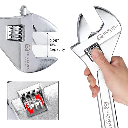 Olympia Tools 18" Adjustable Wrench, Heavy Duty Drop Forged Steel, Chrome Plated, Precision Machined Jaws, Rust Resistant - size: 18-Inch