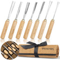 7-Piece Wood Carving Chisel Tools Set, Sharp CR-V Steel Blades - size: 7-Piece with Ash Handle