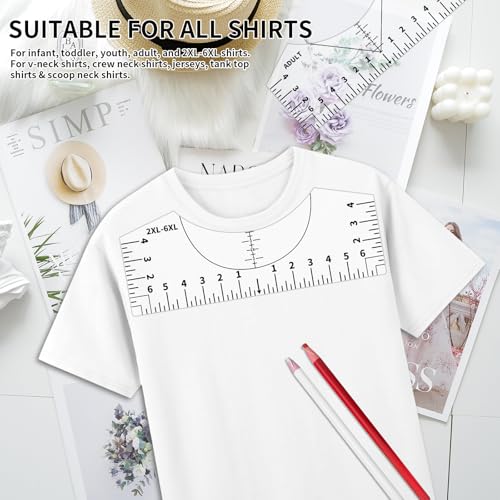 Tshirt Ruler Guide for Vinyl Alignment, T Shirt Rulers to Center Designs, PVC Measurement Template, Craft Sewing Supplies Accessories Tools for Cricut Heat Press & Cameo & HTV Transfer Vinyl - style: Tshirt Ruler-5-Balck