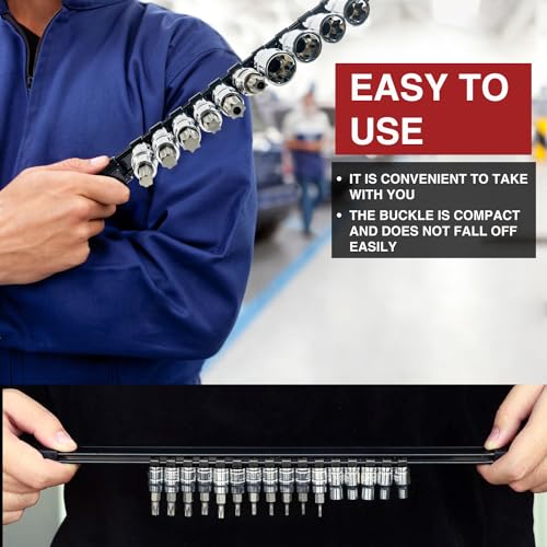 AMM 9-Piece Socket Organizer, 1/2 inch, 3/8 inch and 1/4 inch Drive ABS Tools-Black Socket Holder,Heavy Duty Socket Racks, Premium Quality Socket Clip Rail Holder,The best tool trays in the garage - color: BLACK, size: 9PC