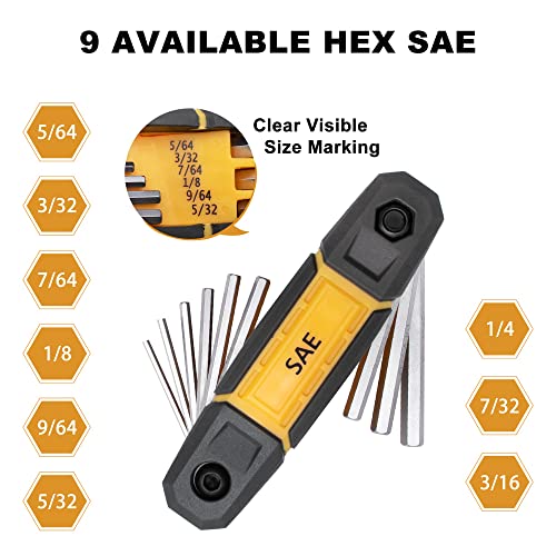 MULWARK 4 Pack Folding Allen Wrenches Sets | 17-Piece Complete Metric & Standard SAE Hex Key Set with Portable Holders for Basic Home Repair, Furniture Assembly, and DIY Projects - style: 34 pcs Metric SAE